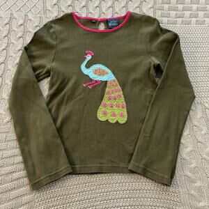 Mini Boden Peacock Beaded Appliqué Shirt ~ 13/14